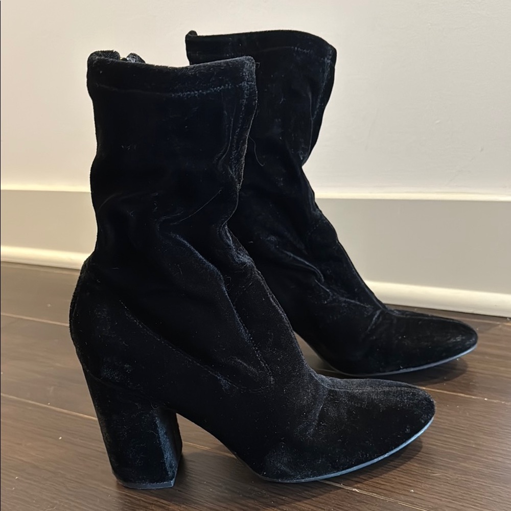 Guess Black Velvet Ankle Boots